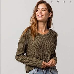 Olive green cropped sweater hoodie